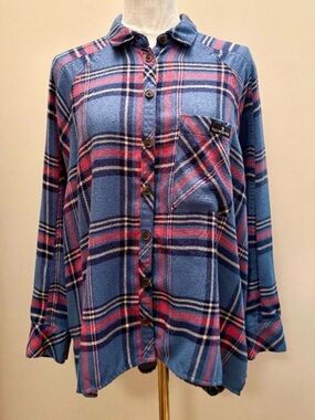 Bogs Blue and Pink Plaid Button-Down Shirt